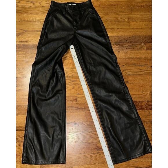 Social Tourist Feux Leather Pants Black Waist 24 Size 0R Ultra High Rise Baggy - Picture 8 of 14